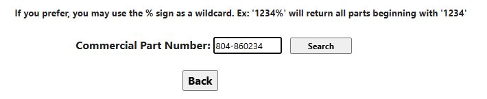 Commercial part-number entry