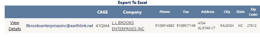Contractor search result for CAGE 41QM4