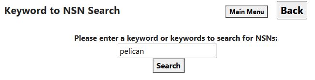 Item-name search with pelican entered