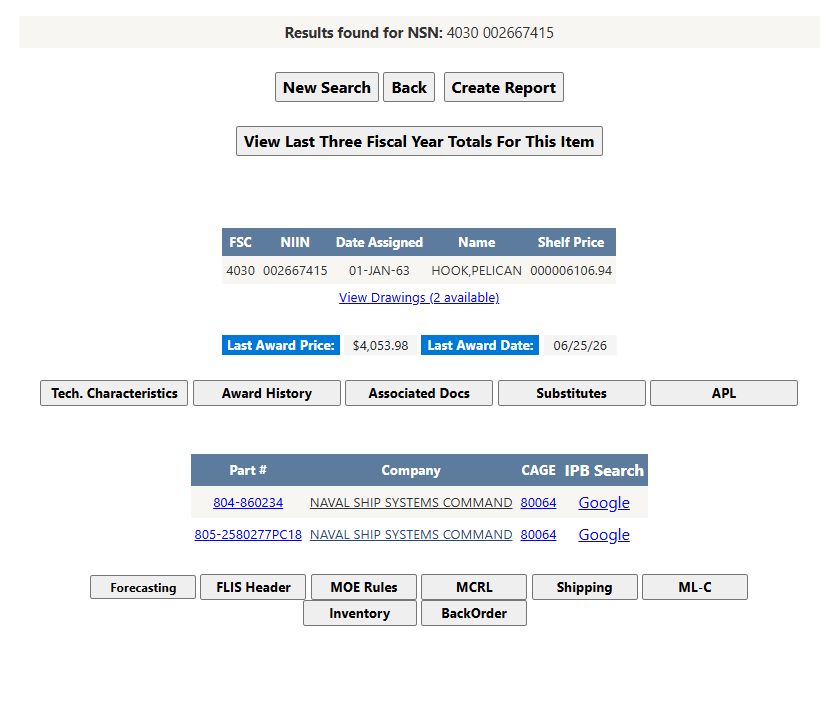 Result for NSN 4030-00-266-7415