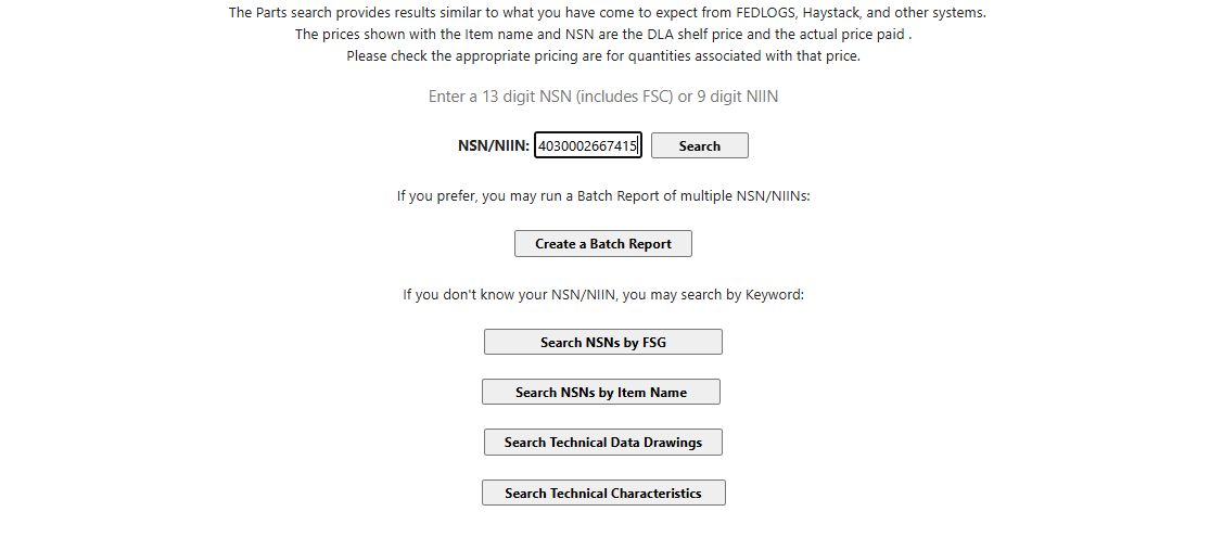 NSN entry screen with 4030002667415 entered