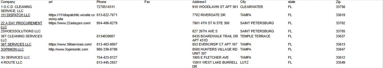 Right side of the same worksheet with phone and location fields