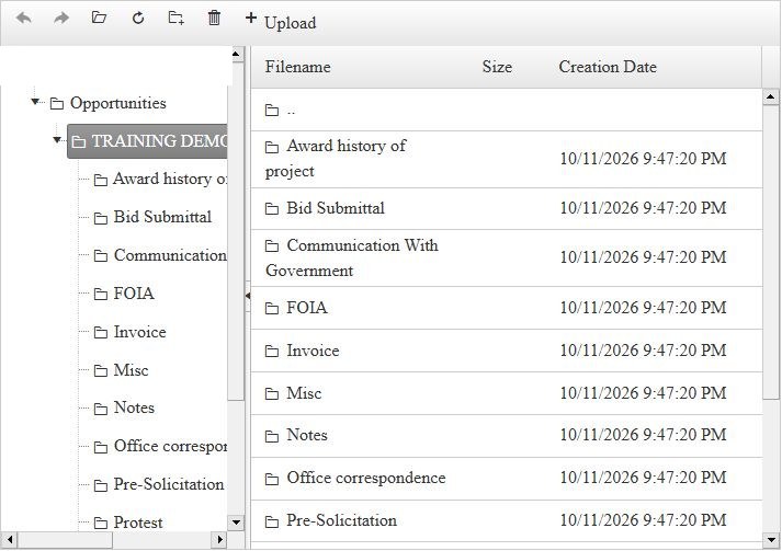 Project explorer with its toolbar, folder tree and file list