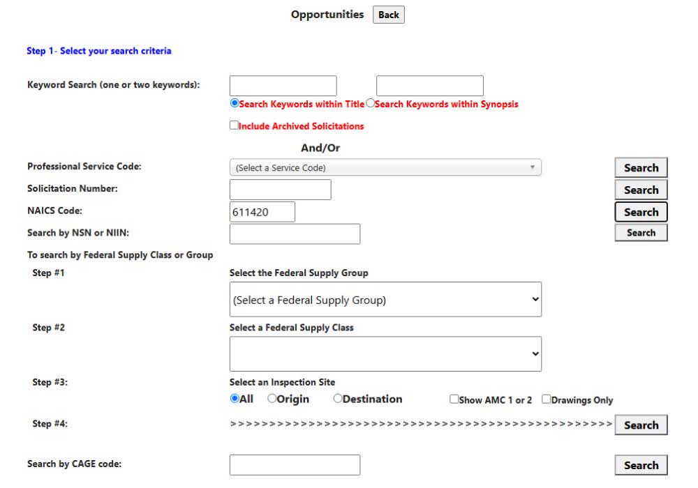 Actual 1. Search the training classification screen