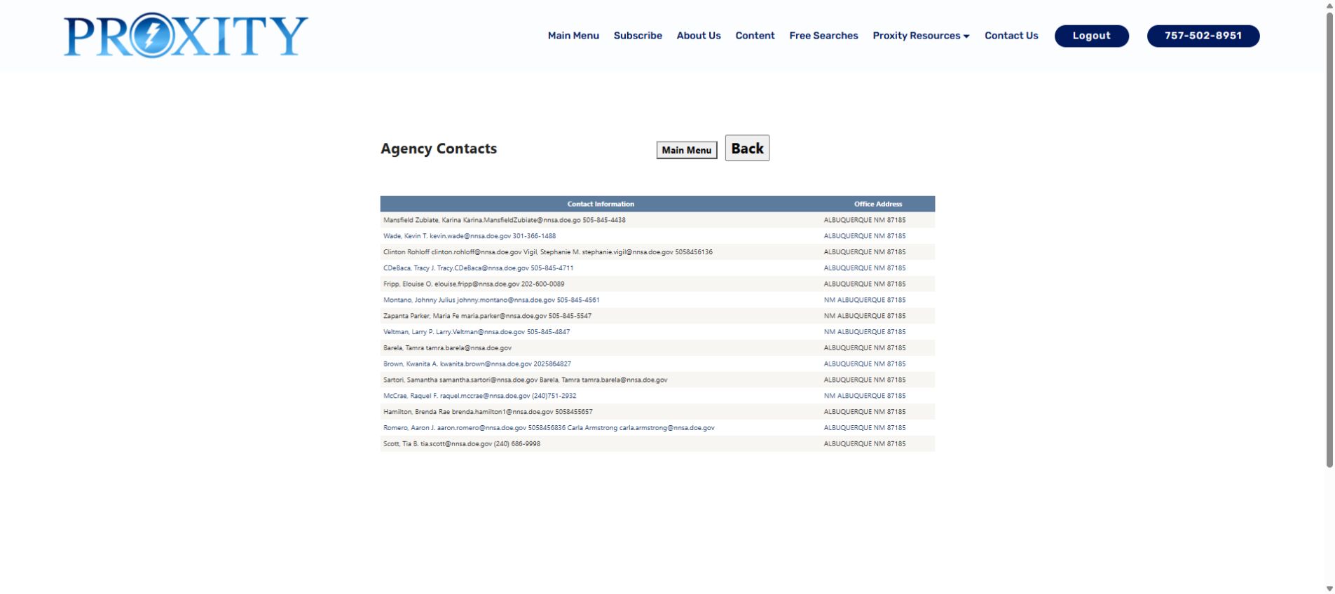 Department of Energy contact information and office addresses