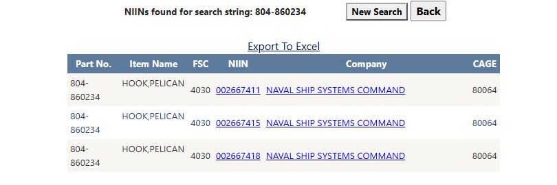 Three stock-number matches for commercial reference 804-860234