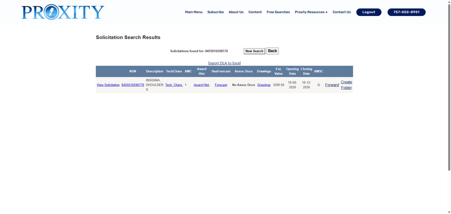 The same insignia requirement in Solicitation Search Results