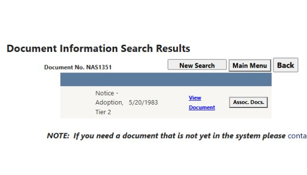 The available NAS1351 adoption-notice entry