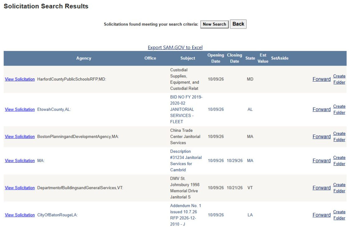 The broad two-keyword search and its populated result page